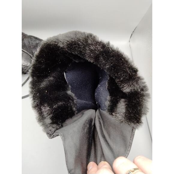 Pajar Tex Faux Fur Lined Black Boot Lace Up Non Marking Sole Size 10 - Picture 10 of 10